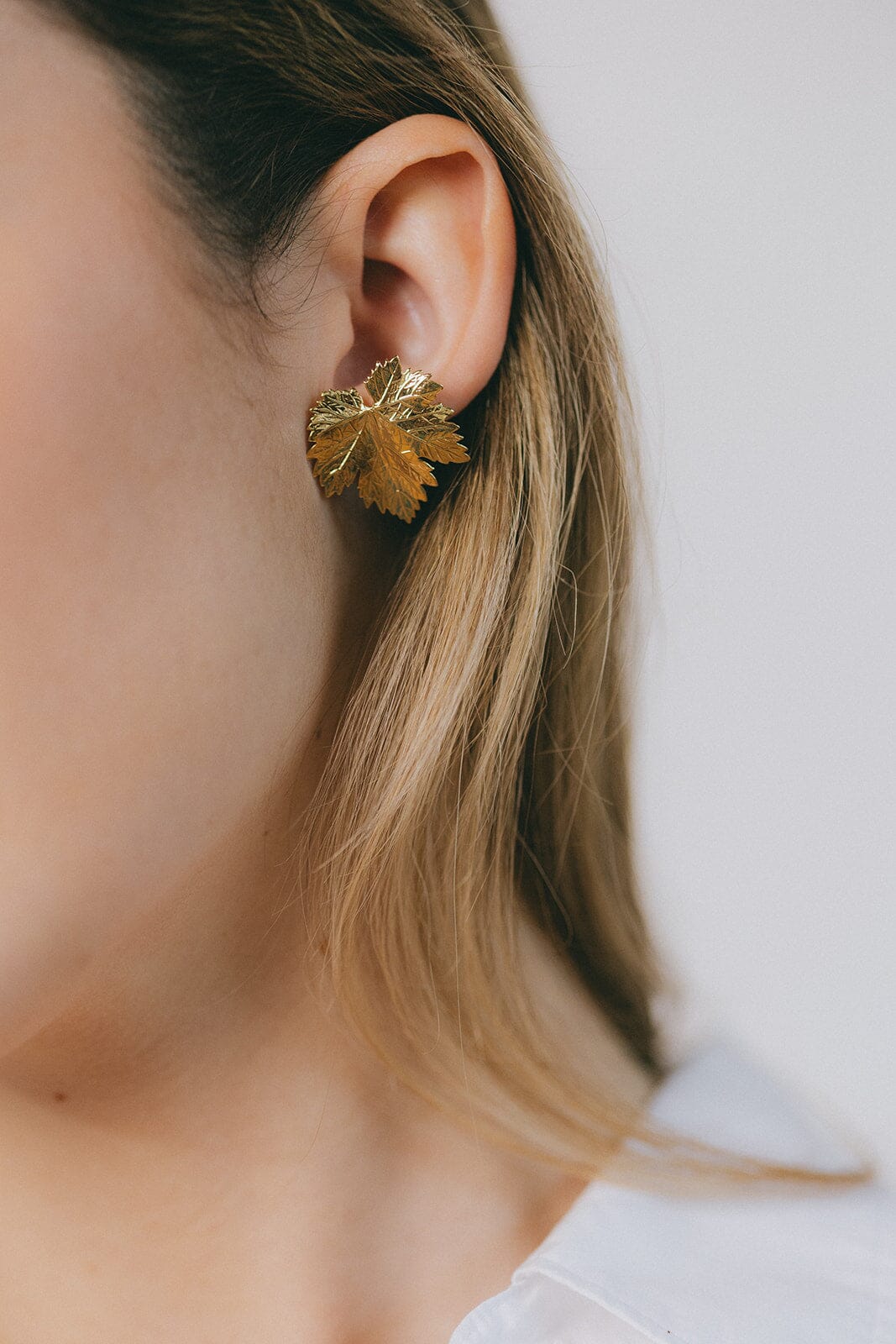 Maxi Boucles d'Oreilles Puces Héra Argent Feuilles Boucles d'Oreilles Monsieur Simone