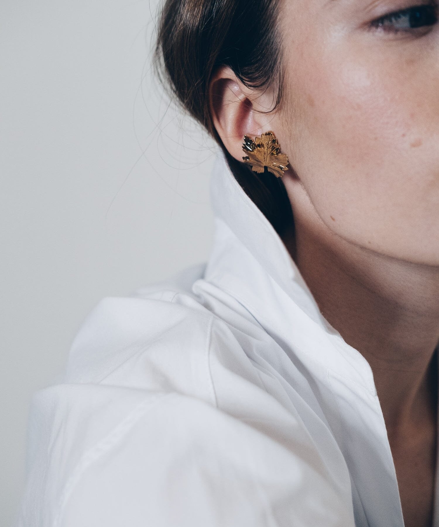 Maxi Boucles d'Oreilles Puces Héra Argent Feuilles Boucles d'Oreilles Monsieur Simone