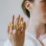 Maxi Boucles d'Oreilles Puces Héra Argent Feuilles Boucles d'Oreilles Monsieur Simone