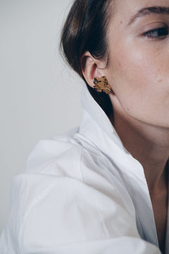 Maxi Boucles d'Oreilles Puces Héra Or Feuilles Boucles d'Oreilles Monsieur Simone