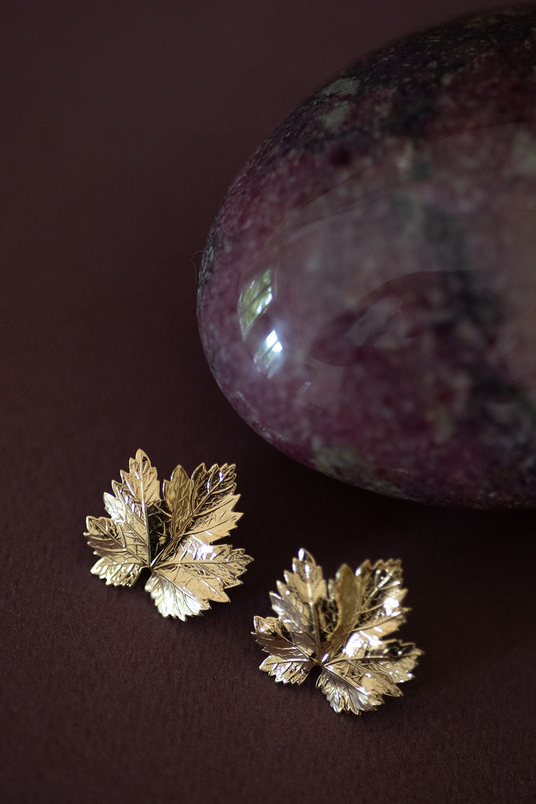 Maxi Boucles d'Oreilles Puces Héra Or Feuilles Boucles d'Oreilles Monsieur Simone
