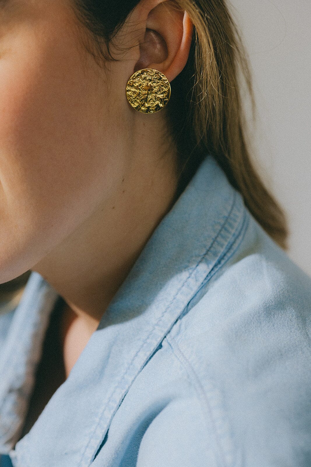 Maxi Boucles d'Oreilles Puces Hestia Argent Ronds Martelés Boucles d'Oreilles Monsieur Simone