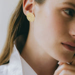 Maxi Boucles d'Oreilles Puces Hestia Argent Ronds Martelés Boucles d'Oreilles Monsieur Simone