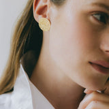 Maxi Boucles d'Oreilles Puces Hestia Argent Ronds Martelés Boucles d'Oreilles Monsieur Simone