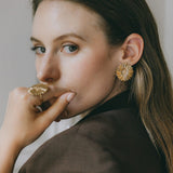 Maxi Boucles d'Oreilles Puces Maïa Or Fleurs Boucles d'Oreilles Monsieur Simone