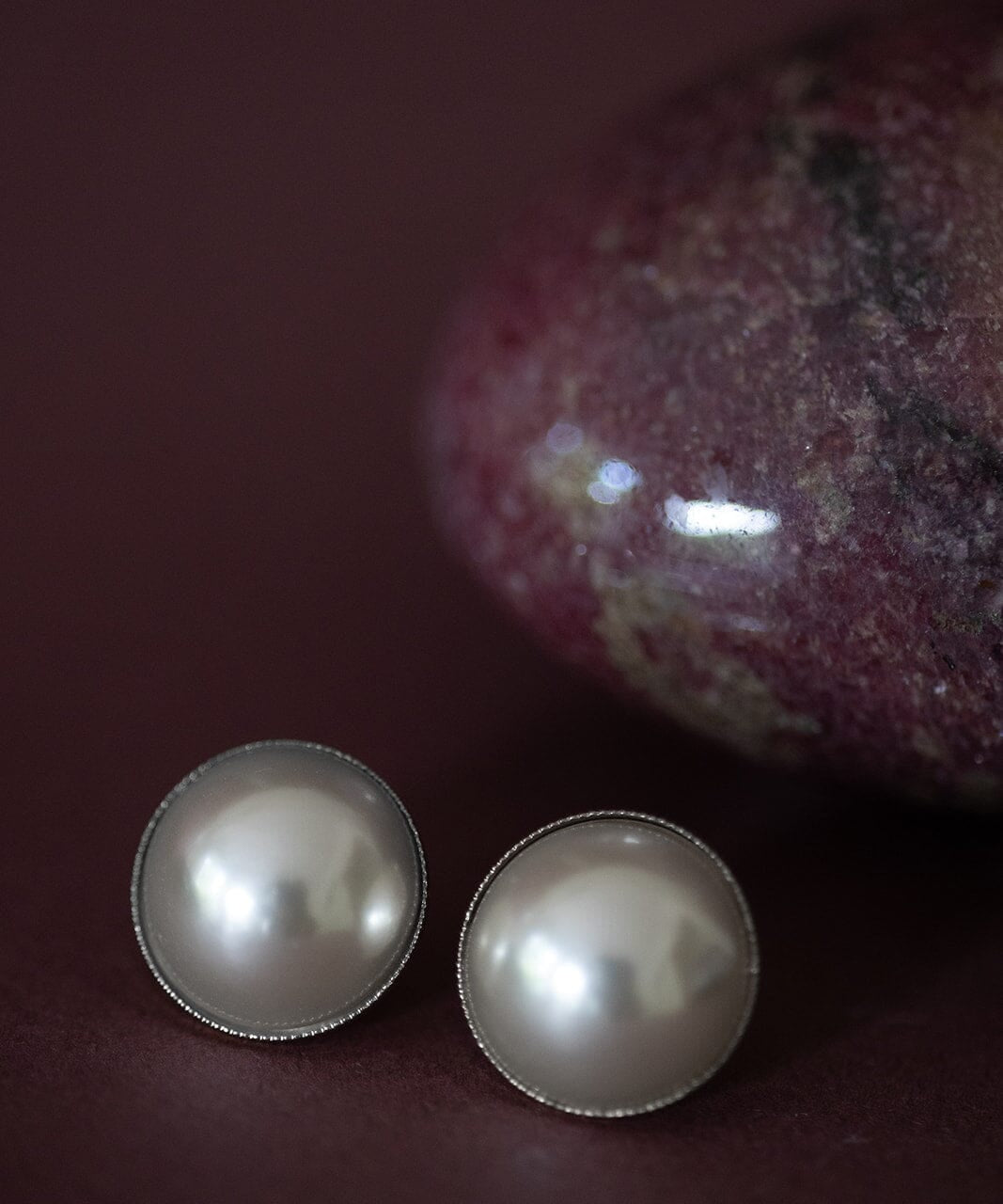 Maxi Boucles d'Oreilles Puces Nélya Argent Perles Boucles d'Oreilles Monsieur Simone