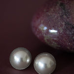 Maxi Boucles d'Oreilles Puces Nélya Argent Perles Boucles d'Oreilles Monsieur Simone