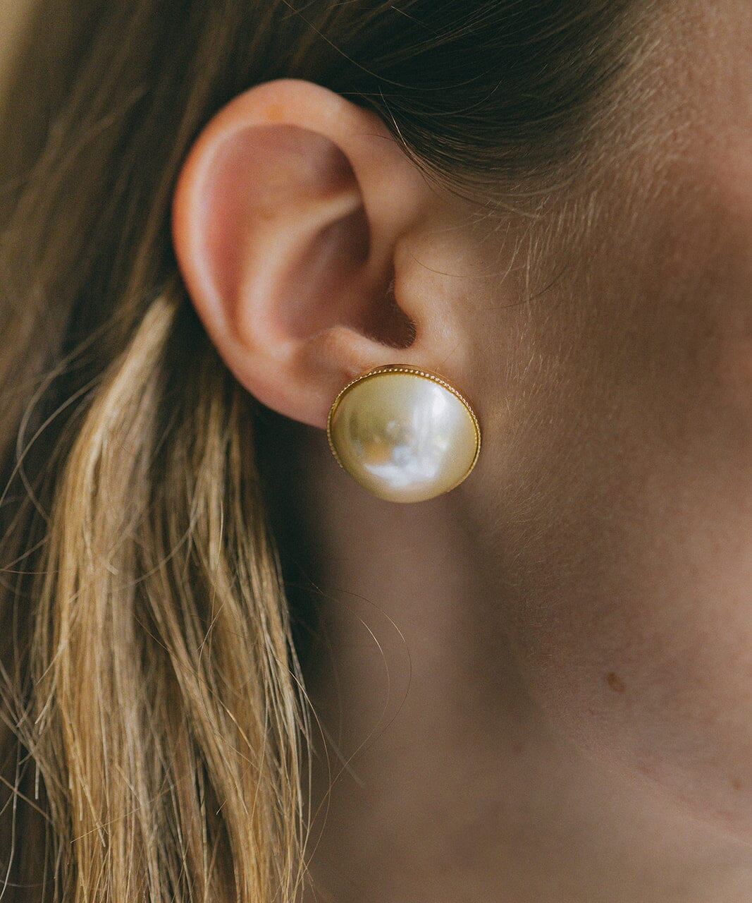 Maxi Boucles d'Oreilles Puces Nélya Or Perles Boucles d'Oreilles Monsieur Simone