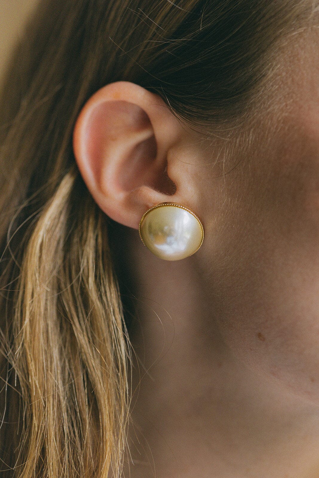 Maxi Boucles d'Oreilles Puces Nélya Or Perles Boucles d'Oreilles Monsieur Simone