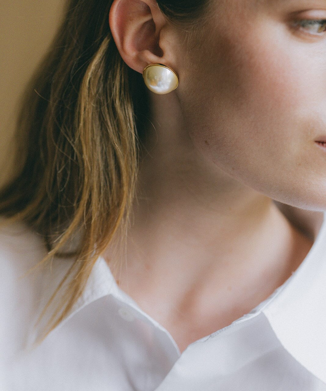 Maxi Boucles d'Oreilles Puces Nélya Or Perles Boucles d'Oreilles Monsieur Simone
