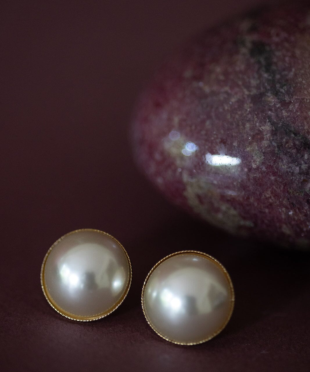 Maxi Boucles d'Oreilles Puces Nélya Or Perles Boucles d'Oreilles Monsieur Simone