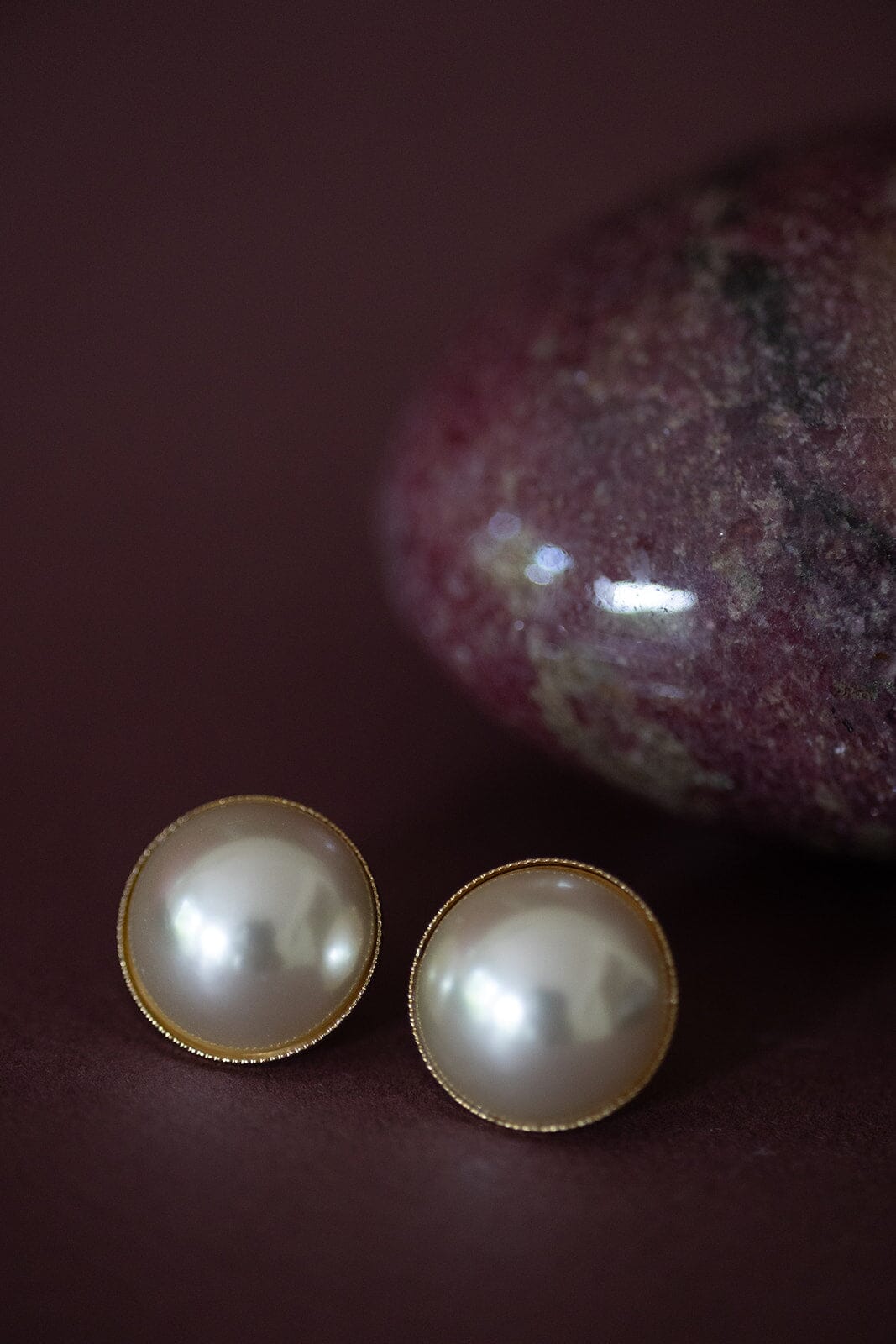 Maxi Boucles d'Oreilles Puces Nélya Or Perles Boucles d'Oreilles Monsieur Simone