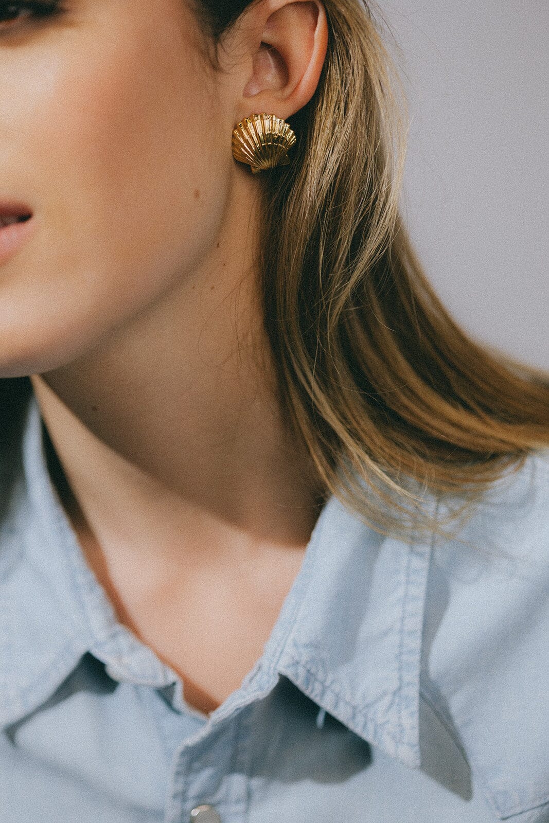 Maxi Boucles d'Oreilles Puces Nérée Argent Coquillages Boucles d'Oreilles Monsieur Simone