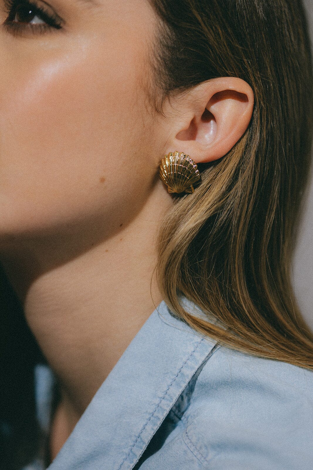 Maxi Boucles d'Oreilles Puces Nérée Argent Coquillages Boucles d'Oreilles Monsieur Simone