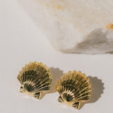 Maxi Boucles d'Oreilles Puces Nérée Or Coquillages Boucles d'Oreilles Monsieur Simone