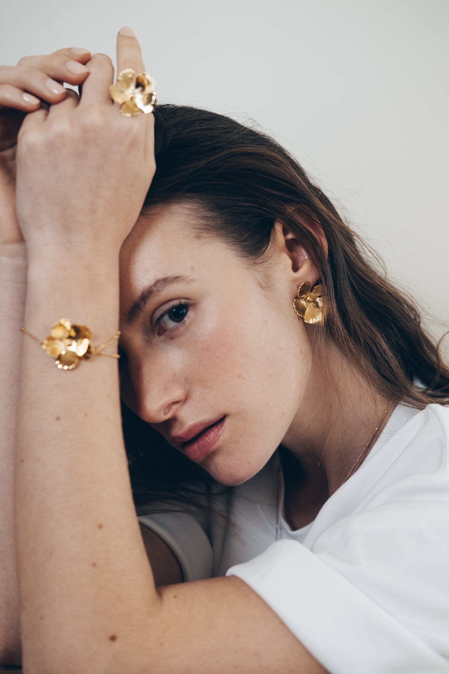 Maxi Boucles d'Oreilles Puces Orphée Argent Fleurs Boucles d'Oreilles Monsieur Simone