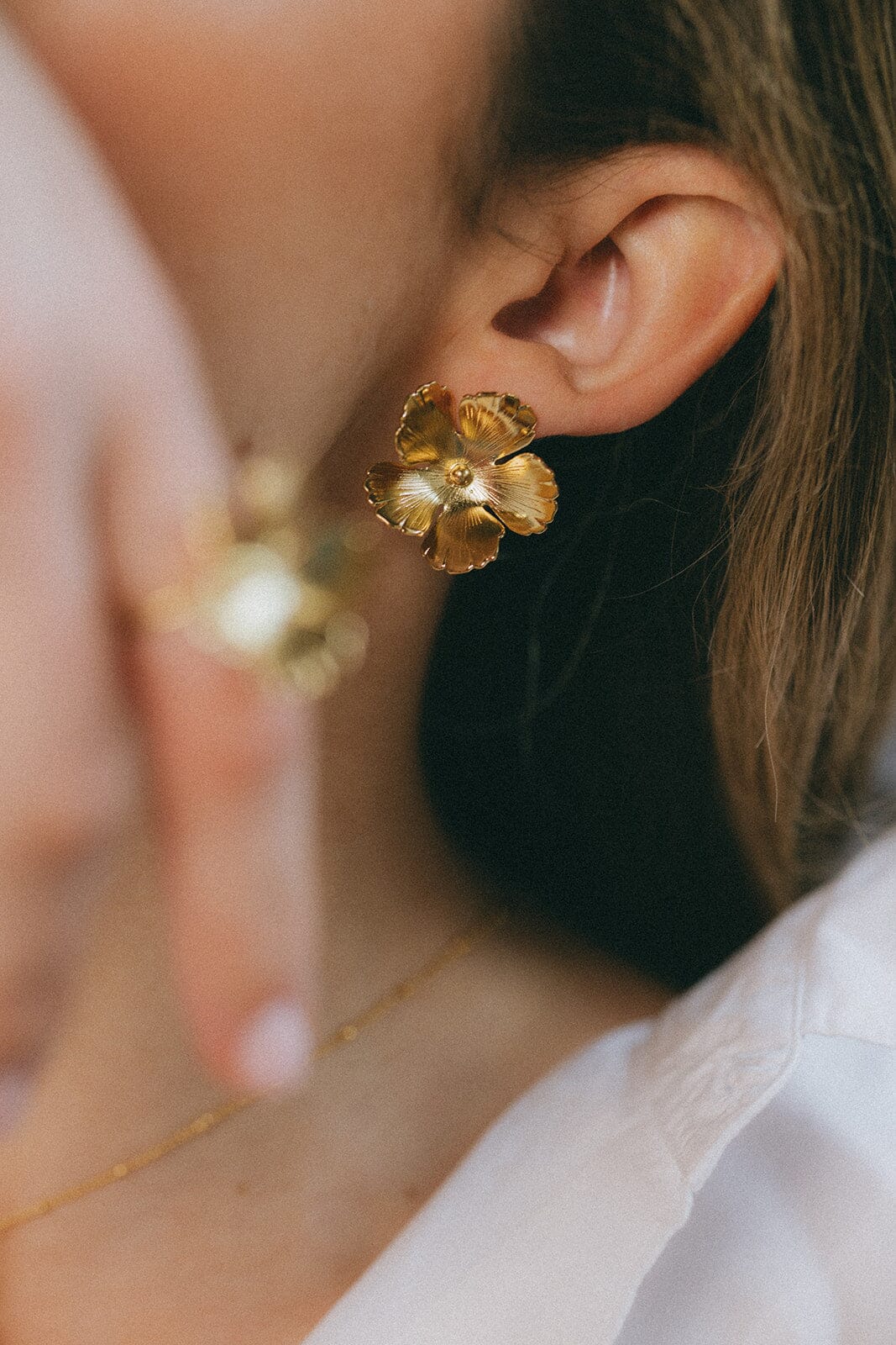 Maxi Boucles d'Oreilles Puces Orphée Argent Fleurs Boucles d'Oreilles Monsieur Simone