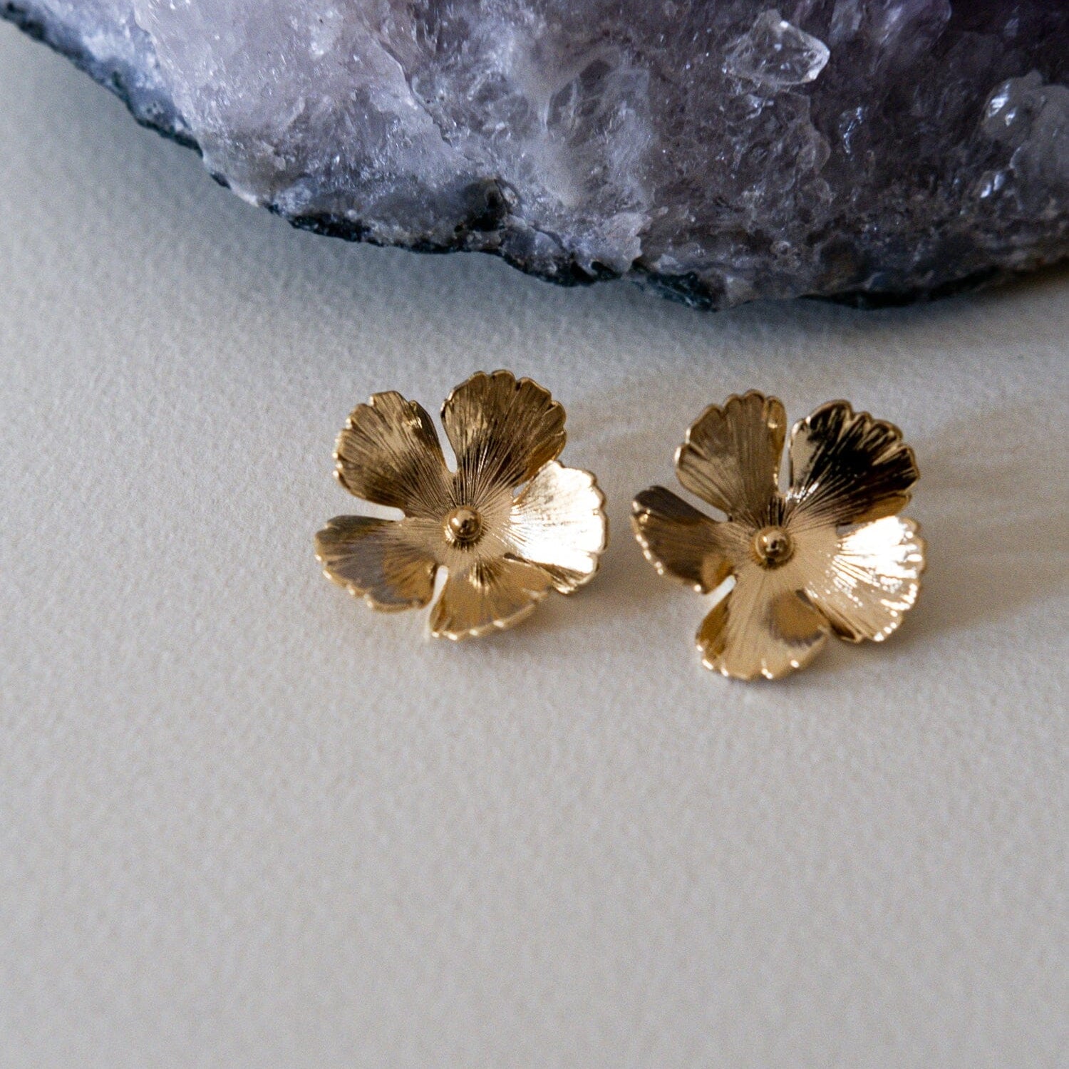 Maxi Boucles d'Oreilles Puces Orphée Or Fleurs Boucles d'Oreilles Monsieur Simone