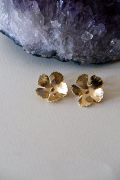 Maxi Boucles d'Oreilles Puces Orphée Or Fleurs Boucles d'Oreilles Monsieur Simone
