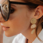 Maxi Boucles d'Oreilles Puces Pendantes Hestia Argent Ronds Martelés Boucles d'Oreilles Monsieur Simone