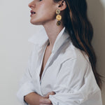 Maxi Boucles d'Oreilles Puces Pendantes Hestia Or Ronds Martelés Boucles d'Oreilles Monsieur Simone