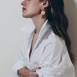 Maxi Boucles d'Oreilles Puces Pendantes Hestia Or Ronds Martelés Boucles d'Oreilles Monsieur Simone