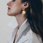 Maxi Boucles d'Oreilles Puces Pendantes Hestia Or Ronds Martelés Boucles d'Oreilles Monsieur Simone