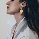 Maxi Boucles d'Oreilles Puces Pendantes Hestia Or Ronds Martelés Boucles d'Oreilles Monsieur Simone