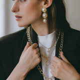 Maxi Boucles d'Oreilles Puces Pendantes Nélya Argent Perles Boucles d'Oreilles Monsieur Simone