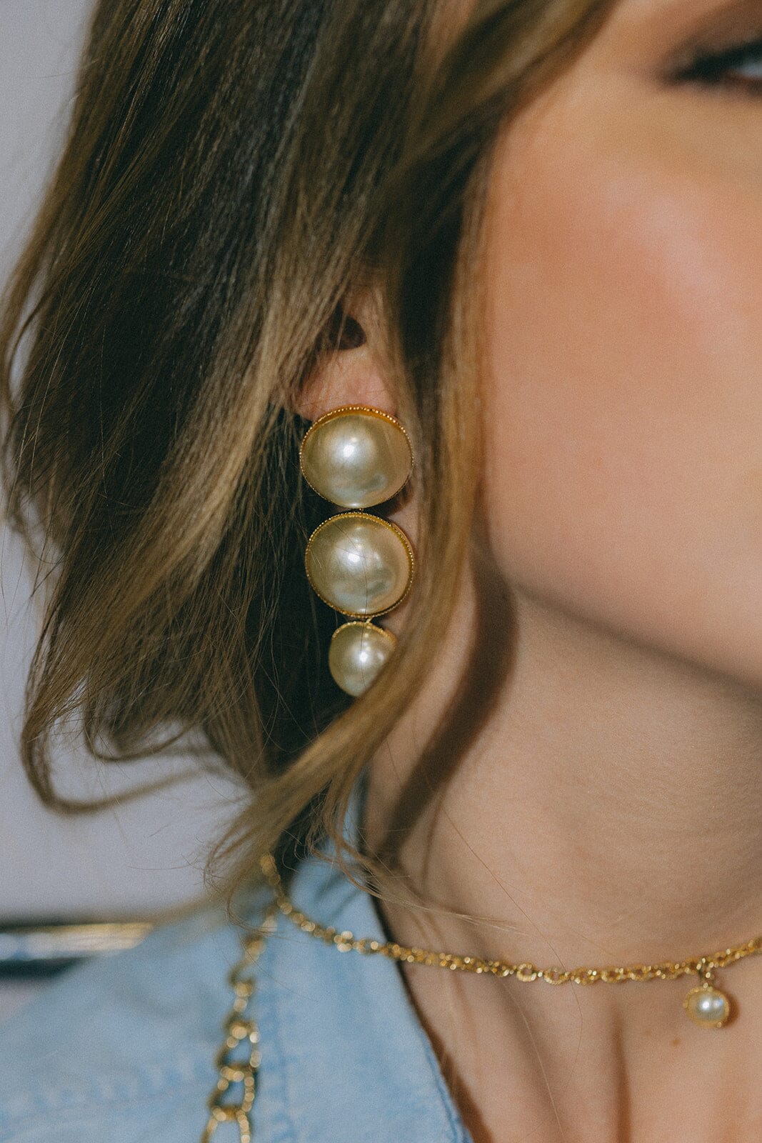 Maxi Boucles d'Oreilles Puces Pendantes Nélya Argent Perles Boucles d'Oreilles Monsieur Simone