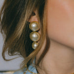 Maxi Boucles d'Oreilles Puces Pendantes Nélya Or Perles Boucles d'Oreilles Monsieur Simone