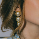 Maxi Boucles d'Oreilles Puces Pendantes Nélya Or Perles Boucles d'Oreilles Monsieur Simone