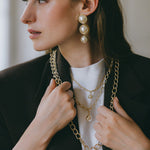 Maxi Boucles d'Oreilles Puces Pendantes Nélya Or Perles Boucles d'Oreilles Monsieur Simone