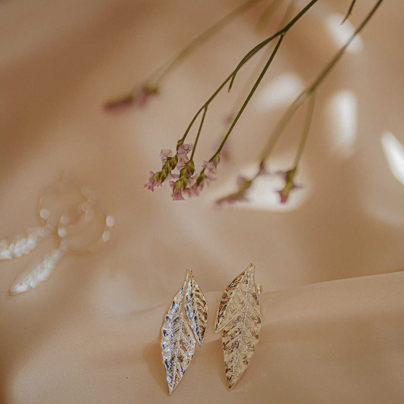 Maxi Boucles d'Oreilles Puces Thalie Argent Feuilles Boucles d'Oreilles Monsieur Simone