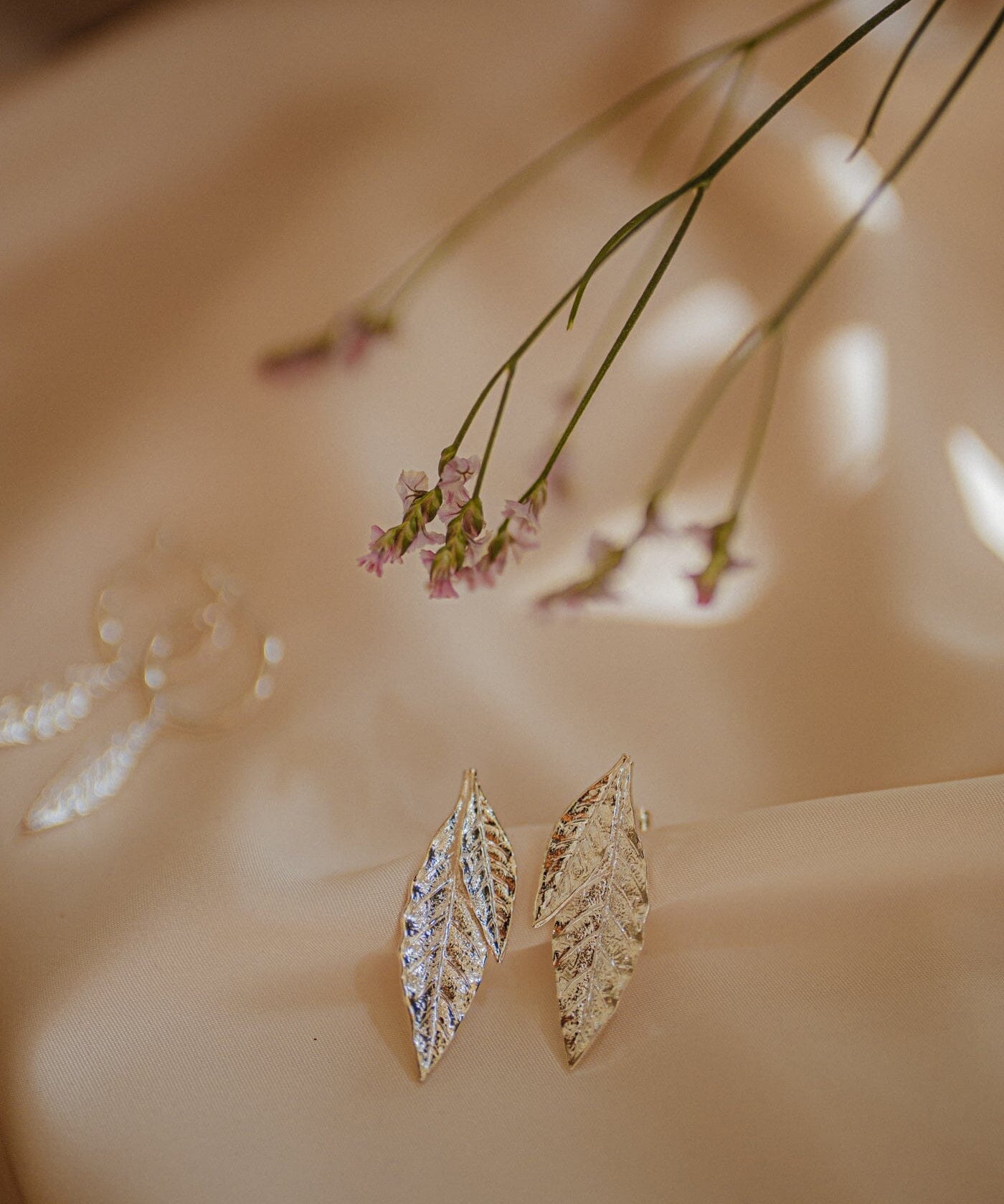 Maxi Boucles d'Oreilles Puces Thalie Argent Feuilles Boucles d'Oreilles Monsieur Simone