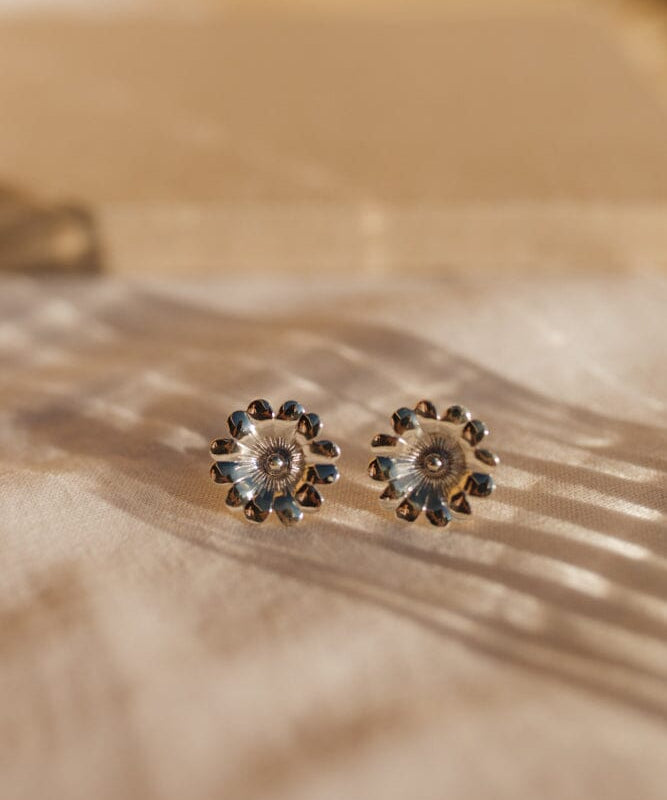 Maxi Boucles d'Oreilles Puces Théia Argent Fleurs Boucles d'Oreilles Monsieur Simone