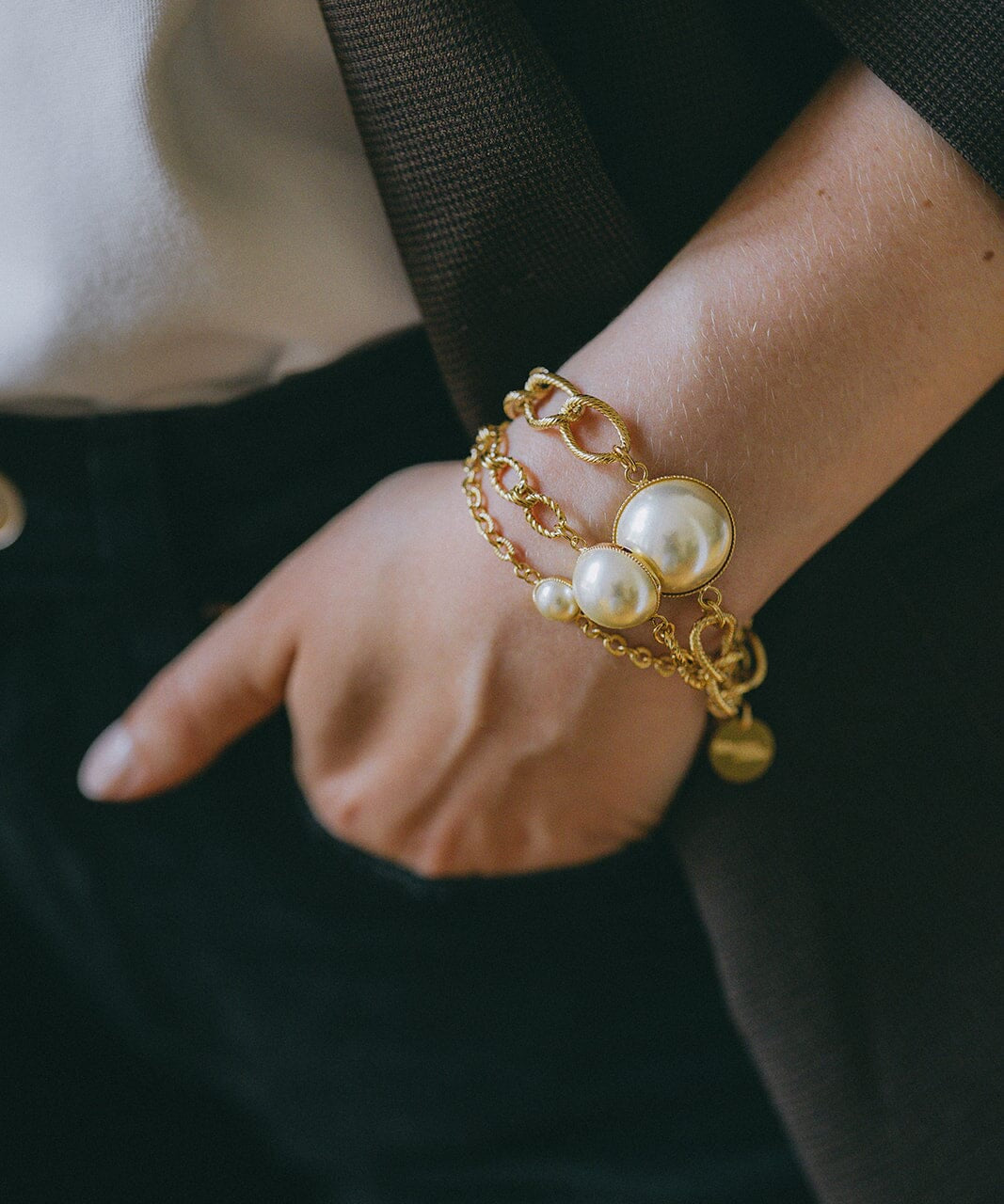 Maxi Bracelet Nélya Or Perle Bracelets Monsieur Simone