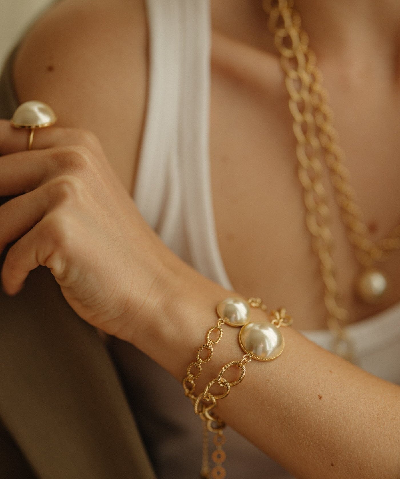 Maxi Bracelet Nélya Or Perle Bracelets Monsieur Simone