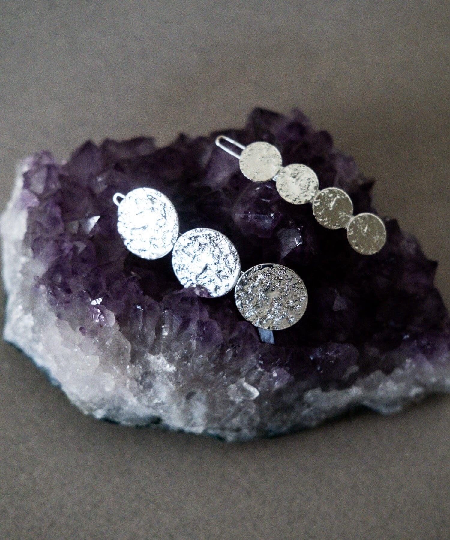 Mini Barrette Hestia Argent Ronds Martelés Accessoires Monsieur Simone
