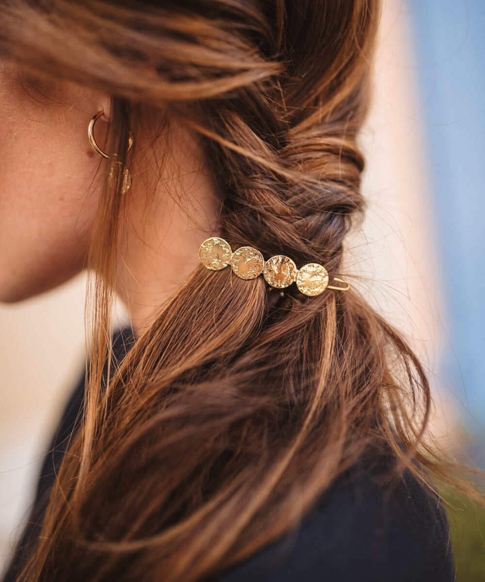 Mini Barrette Hestia Argent Ronds Martelés Accessoires Monsieur Simone