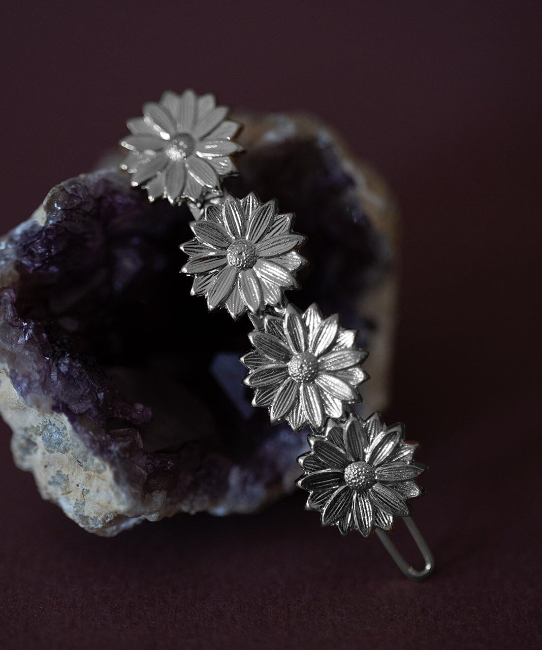 Mini Barrette Maïa Argent Fleurs Accessoires Monsieur Simone