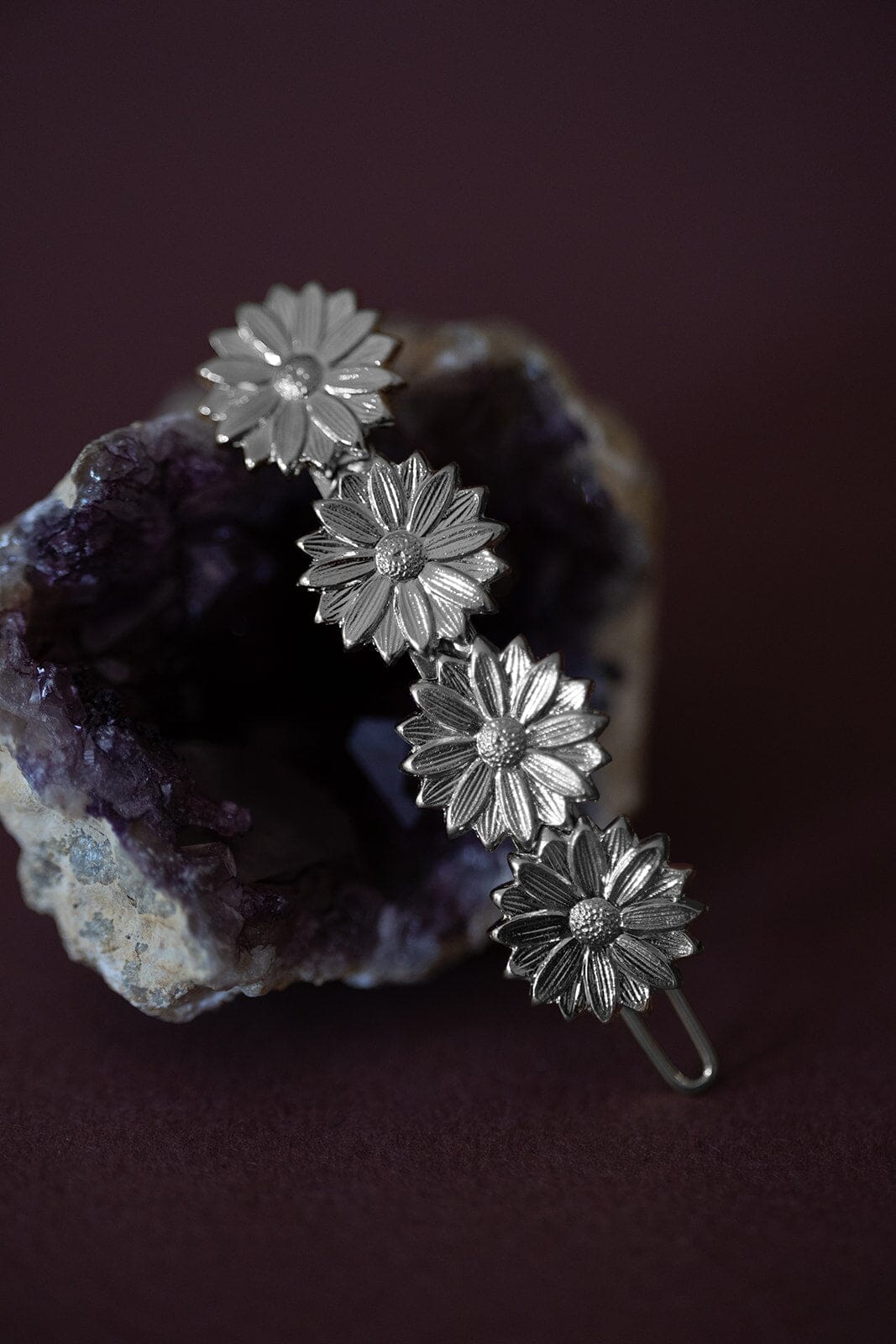 Mini Barrette Maïa Argent Fleurs Accessoires Monsieur Simone