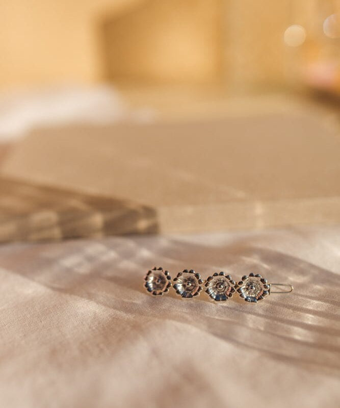 Mini Barrette Théia Argent Fleurs Accessoires Monsieur Simone