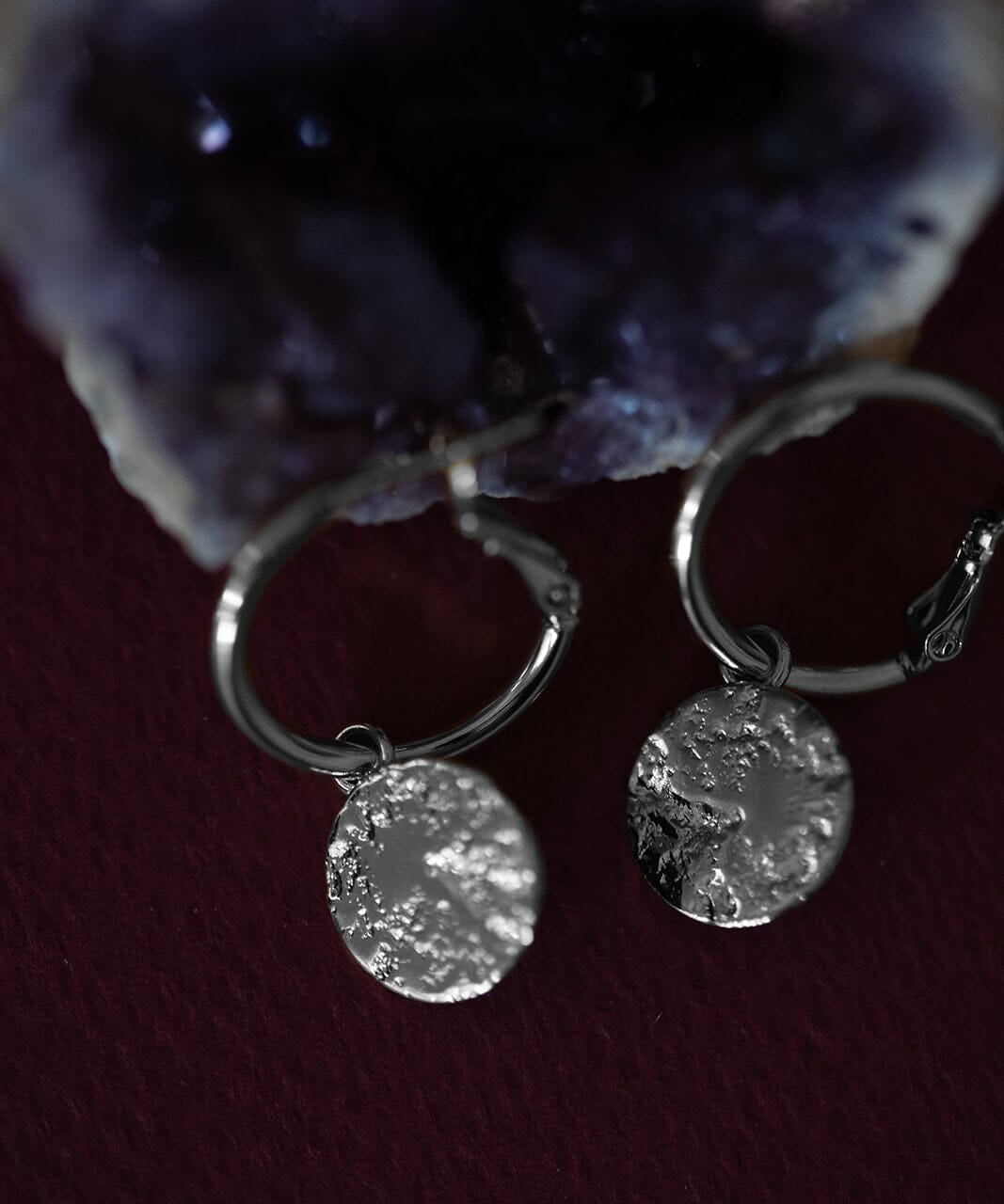 Mini Créoles Hestia Argent Ronds Martelés Boucles d'Oreilles Monsieur Simone