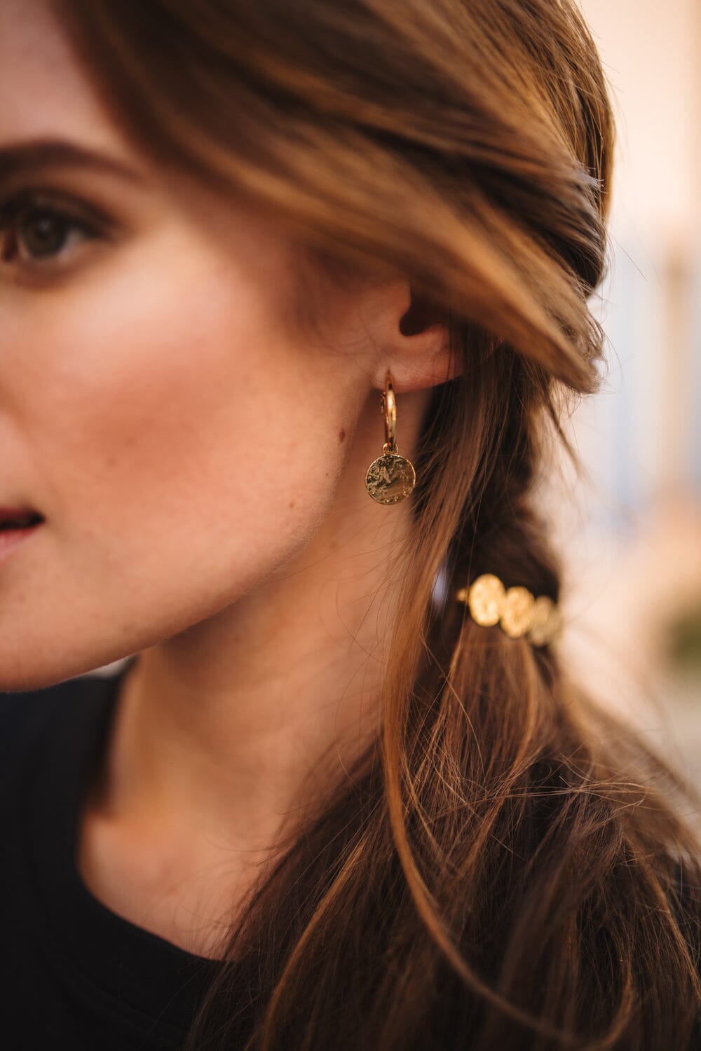 Mini Créoles Hestia Argent Ronds Martelés Boucles d'Oreilles Monsieur Simone