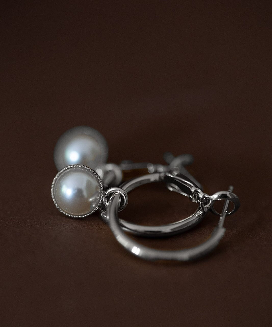 Mini Créoles Nélya Argent Perles Boucles d'Oreilles Monsieur Simone