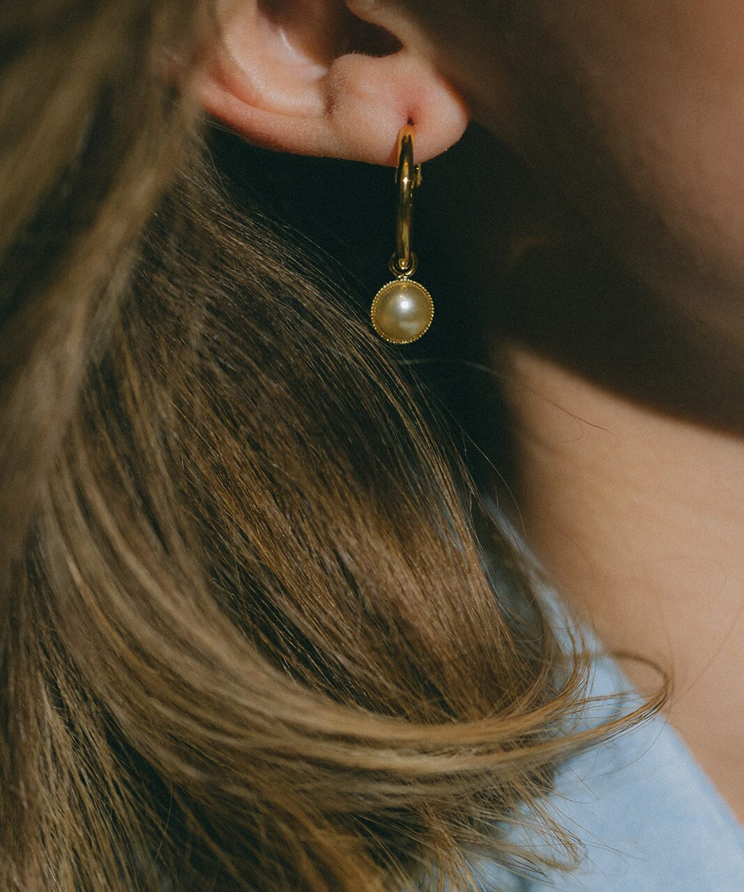 Mini Créoles Nélya Or Perles Boucles d'Oreilles Monsieur Simone