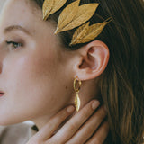 Mini Créoles Thalie Argent Feuilles Boucles d'Oreilles Monsieur Simone