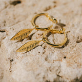 Mini Créoles Thalie Or Feuilles Boucles d'Oreilles Monsieur Simone