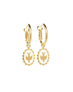 Mini Créoles Thémis Colombes Or Ivoire Boucles d'Oreilles Monsieur Simone